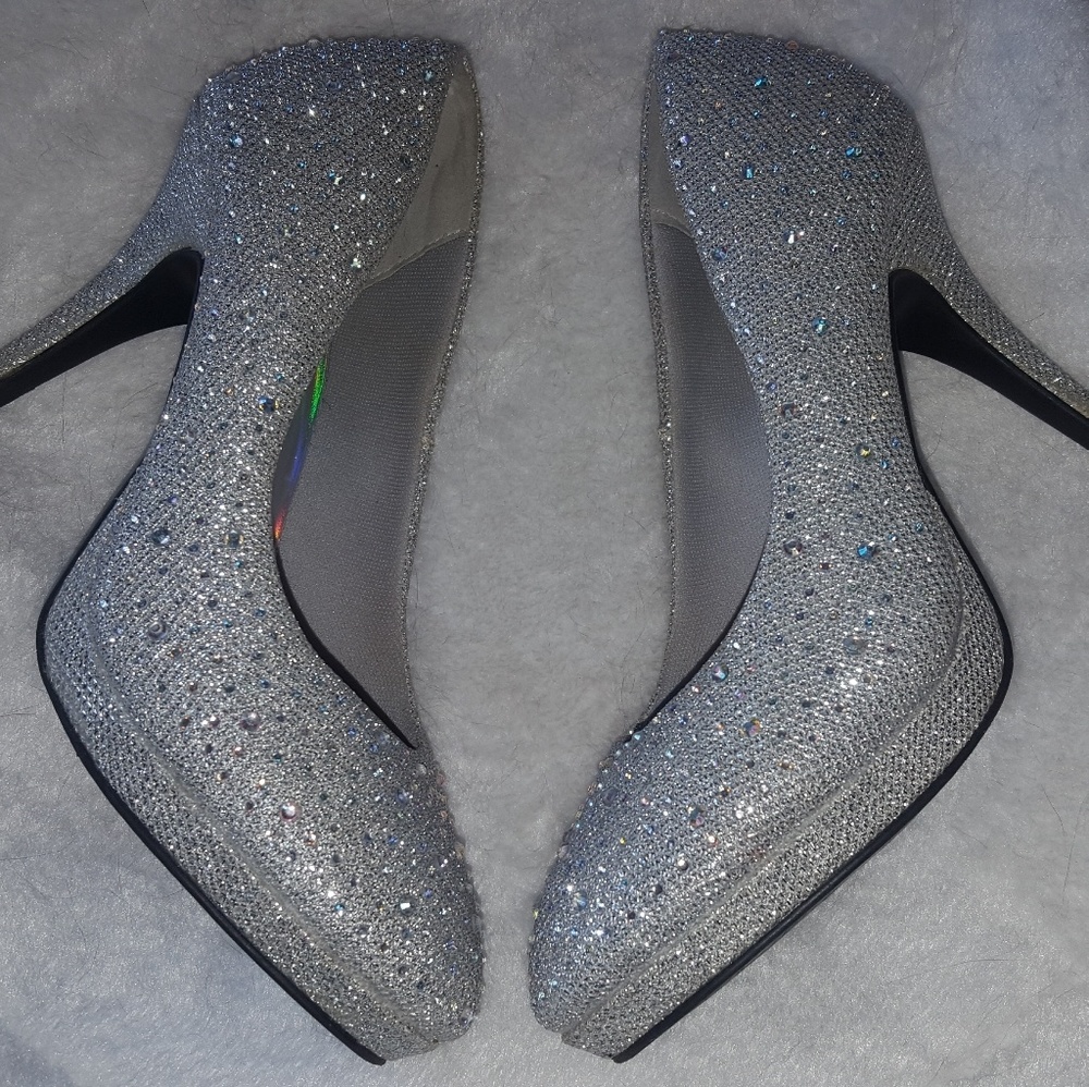 Beautiful Silver Sparkling Heels